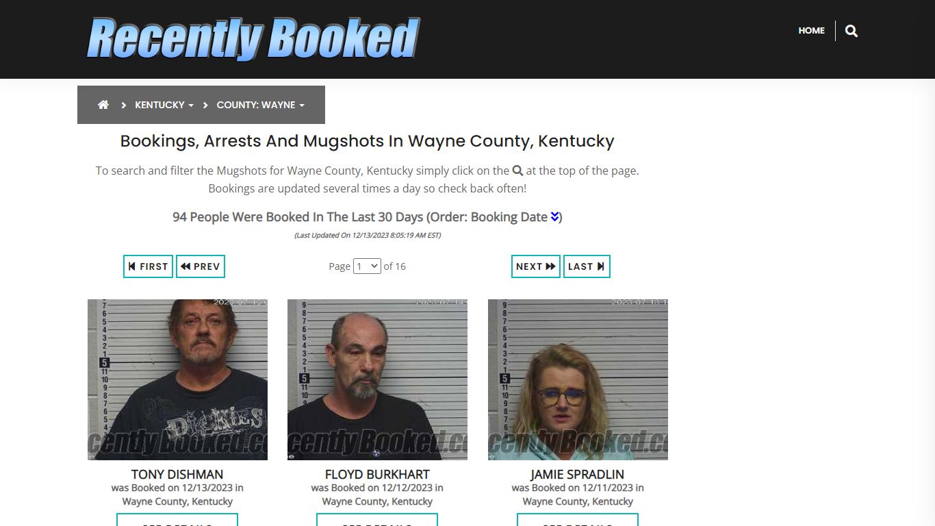 Bookings, Arrests and Mugshots in Wayne County, Kentucky - Recently Booked
