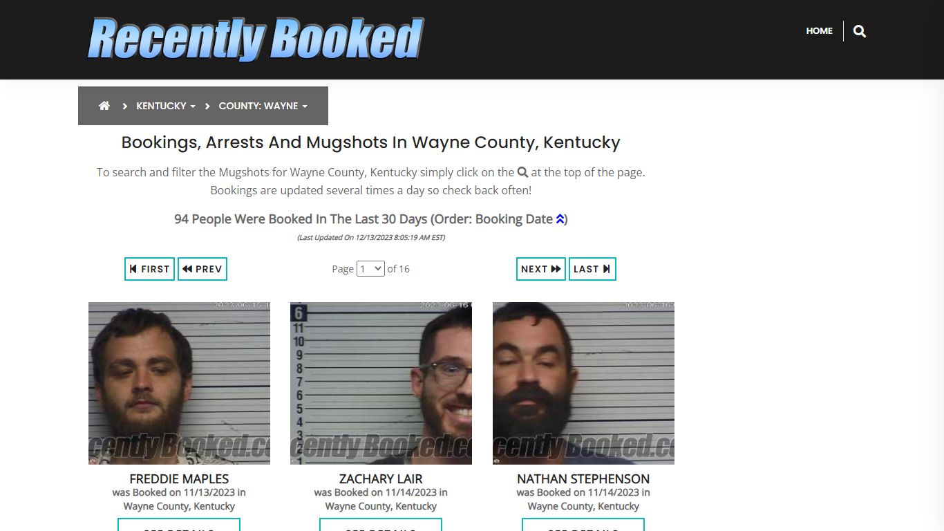 Bookings, Arrests and Mugshots in Wayne County, Kentucky - Recently Booked